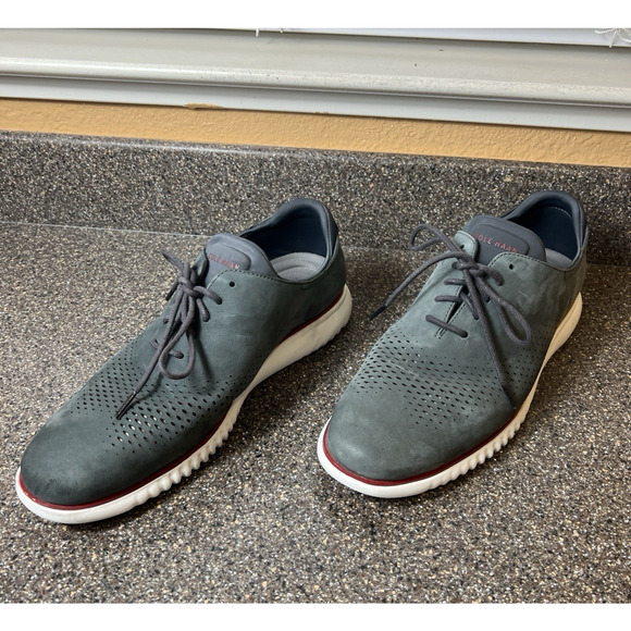 Cole Haan ZeroGrand Mens Sz 11 W Shoes Gray Nubuck Casual Comfort Oxford Lace Up - Picture 3 of 11